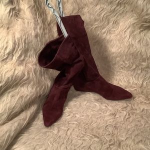 Franco Sarto Burgundy Suede Knee-High Boots